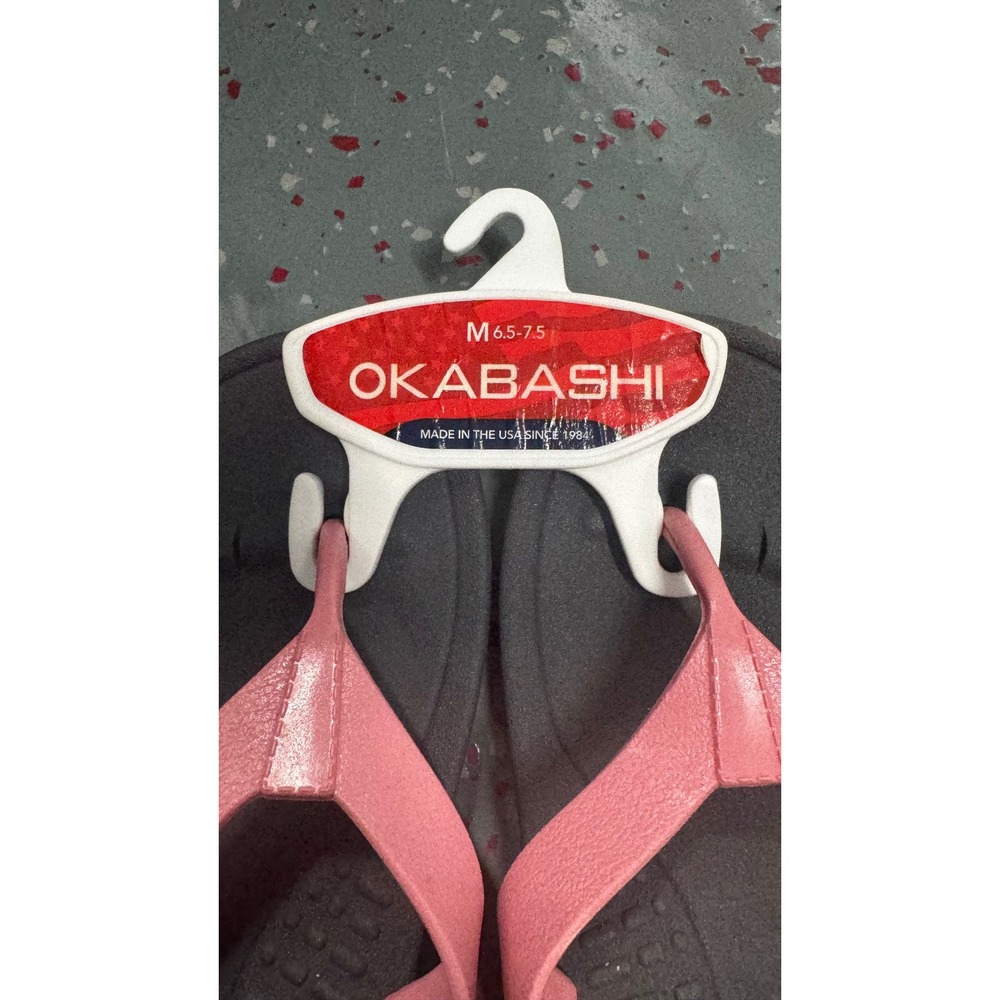 Okabashi Breeze Flip Flops Womens Medium 6.5-7.5 Slate Blossom Pink Grey USA NEW - Picture 3 of 4